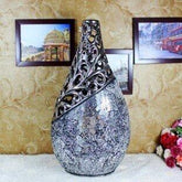 INPHIC-超鍍銀貼玻璃馬賽克 陶瓷花瓶 高身窄口雕花 工品擺設 大小選